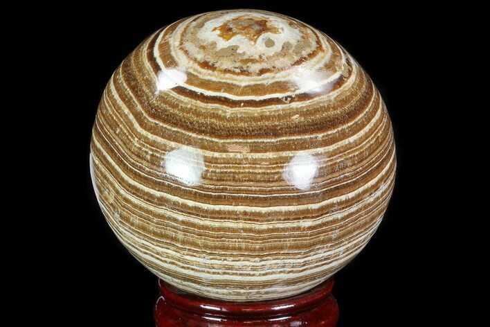 Polished, Banded Aragonite Sphere - Morocco #82241